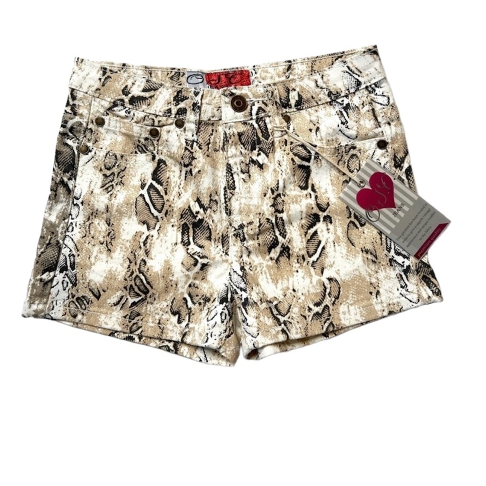 O.S.C Tan/Black Snakeskin Print Design Jeans Shorts Sz 7 (Girl)